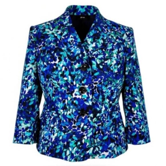 Le Suit Jackets & Blazers - Le Suit Blazer Women Size 18 Black Blue Navy Aqua White Flap Pockets Notch Lined